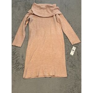 NWT 52Seven Sweater Dress Womens XS Pink Cowl Neck Tunic Knit Long Casual Warm